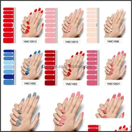 Adesivi Decalcomanie Colore puro Involucri per unghie fai da te Fl Er Unghie Adesivo Decorazioni d'arte Adesivo per manicure Smalto Solido Regalo di San Valentino Goccia D Dhrbt