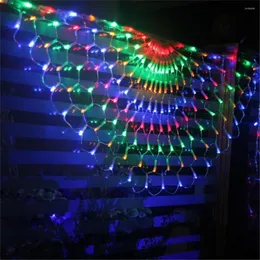 Strings 3M Peacock Mesh Net Led String Lights 424LED 3pcs Window Curtain Christmas Wedding Year Decor Fairy Garland EU/US Plug