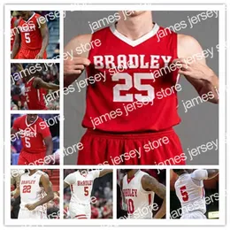 Футбольная одежда для американских колледжей Custom College Bradley Braves Basketball Jersey Darrell Brown Nate Kennell Ari Boya Danya Kingsby Elijah Childs Ville Tahvanainen S