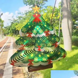 Christmas Decorations Christmas Decorations Wind Spinner 3D Stainless Steel Tree Shape Chime Metal Indoor Outd Hanging Drop Delivery Dhnoc