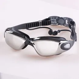 Goggles Professional Swimming Goggles Glasses Man Woman One-Piece Earplugs Waterproof Anti-dim HD Diving Gafas Netacion L221028