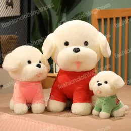 25/35/45cm Kawaii Teddy Dog Plush 장난감 사랑스러운 동물 개 착용 스웨터 인형 어린이 생일 장식을위한 부드러운 박제 베개