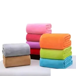 Blankets Warm Flannel Fleece Blankets Soft Solid Bedspread Plush Winter Summer Throw Blanket For Bed Sofa Drop Delivery 2022 Home Ga Dhf3R