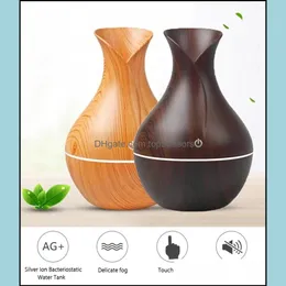 Aromatherapy Essential Humidifier Aroma Oil Diffuser Wood Grain Trasonic Air Usb Cool Mini Mist Maker Led Lights For Home Drop Deliv Dh4Op