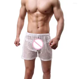 Men's Sleepwear Mens Shorts Sexy Big Mesh See Through Men's Home Pajamas Fashion 2022 Sleep Bottoms Pajama Pants