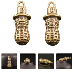 Keychains 2pcs Peanut Pendant Antique-style Decor Decorative Brass Key Ring