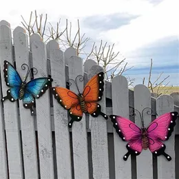 3 PCS Pack Acrylic Butterfly Wall Art Decoration Garden Supplies Simulation Small Metal Sculpture Outdoor Home Garden Fence 1223473