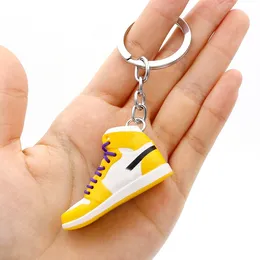 Keychains Lanyards Emation 3D Mini Basketball Shoes Three Nsional Model Keychain Sneakers Couple Souvenir Mobile Phone Key Pendant D Ba 4ZEH