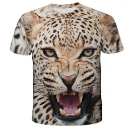 メンズTシャツ夏のハラジュクアニマルレオパード3Dプリントユニセックス半袖シャツカジュアルTシャツ男性ストリートウェアトップス