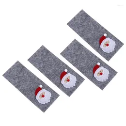 Yemek takımı setleri 4pcs Noel sofra kapağı kapak bıçak çatal depolama çantaları elk Noel baba dekoratif kumaş kese tutucusu 20x8cm