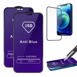 Proteggi schermo 10D Anti Blu per iPhone15 14 Pro 13 12 11 xs max 8 plus vetro temperato