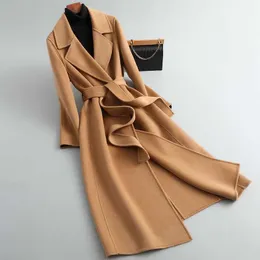 Damski płaszcz wełny max designerka kaszmirowa luksusowy długą modę ciepła kardigan kurtka solidna kolor kolor wiatraka