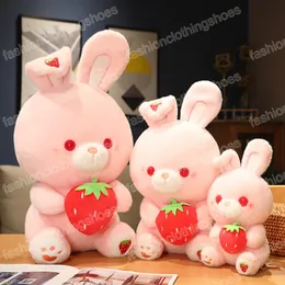 28/40/50 cm Kawaii Strawberry Rabbit Pluszowa poduszka różowa lalki króliczkowe nadziewane miękkie zwierzęce poduszka dla dzieci urodziny urodziny prezenty