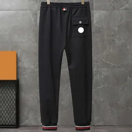 Moncears İşlemeli Erkek Pantolon Moda Tasarımcı Rozeti Çiftler Sıcak Kargo Pamuk Terry Sweatpants