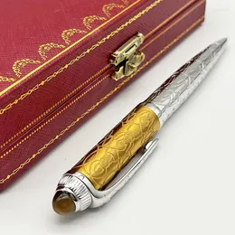 Luxuriöser klassischer brauner Kugelschreiber mit geschnitztem dekorativem Muster, hochwertiges Büro- und Schulbriefpapier, Weihnachtsgeschenk