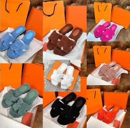 Orans sandaler ull tofflor kvinnor platt pälspar designer utomhus lyxiga designer skor botten sandal päls fluffy kvinnor qq