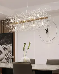 Avizeler Modern Led Kristal Avize Işık Asma Lamba Dandelion Aydınlatma Yemek Odası Dekorasyonu