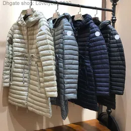 Mulheres para baixo parkas designer longo para baixo jaquetas marca francesa rendas com capuz jaqueta de inverno bordado carta braçadeira fina e leve