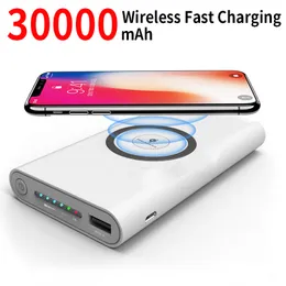 Trådlösa Power Banks Fast Charging Portable 30000MAh LED Display Externt batteri för Samsung HTC Power Bank