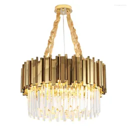 Ljuskronor modern klassisk kristallkronkrona lyx polerat guld rostfritt stål K9 för hemmaplatser i hemmet vardagsrum