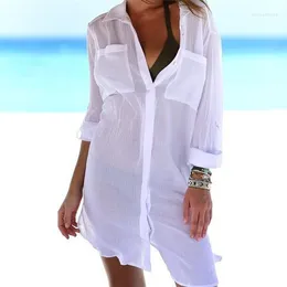Camicette da donna Camicie da donna Chiffon Beach Cover Up Saida De Praia Dress Plus Size 2022 Costumi da bagno Kaftan Bikini Costume da bagno Ups