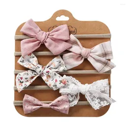 Hair Accessories 5Pcs/Set Baby Headbands Soft Cotton Bows Nylon Bands For Children Girls Elastic Hairband Born Drop