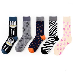 Men's Socks Novelty 2022 Autumn Winter Colorful Men Hip Hop Happy Combed Cotton Funny Shrimp Men's Casual Dress