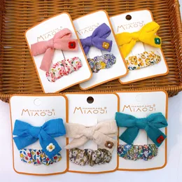 Autumn New Korea Children's Cute Brodery Flowers Wool Bow Hairpins Fashion Sweet Girl Princess Tyg Floral BB Clip Headwear