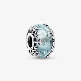 925 Sterling Silver Winter Blue Snowflake Murano Charms Fit Original European Charm Bracelet Fashion Women Halloween Jewelry Accessories