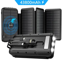 Caricabatterie wireless veloce Qi solare da 43800 mAh per iPhone 12 Samsung Huawei Xiaomi Poverbank PD 20W Powerbank a ricarica rapida