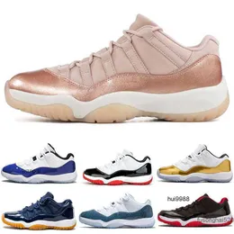 2023 Hot Men Low Basketball Shoes 11S Bred Concord Infrared University Blue Varsity Red Rose Gold Closing Ceremony Navy Gum Sports Trainers Jordam Jerdon