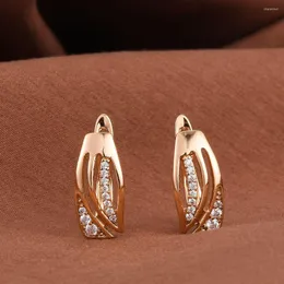 Stud Earrings Dckazz Rhinestone Streamlined Earring 585 Rose Gold Color Women Fashion Jewelry Gift 2022 Arrival
