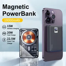 Ongol Power Bank Magnetic Wireless Pd 20W Charge 10000mah لوحة الغلاف الشفافة مصدر USB المحمول لـ iPhone14Promax