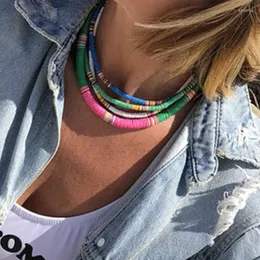 Choker dvacaman bohemian 10 färger handgjorda polymer lera pärlor halsband kvinnor mode färgglada surfar krage smycken gåvor