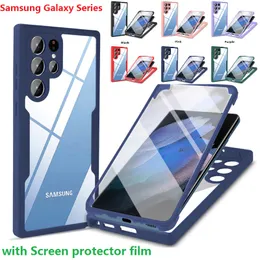 Doppia faccia per Samsung Galaxy S22 Ultra A54 S21 S23 Plus A14 A02 M02 A02s M02s A04 A04s Custodia protettiva per schermo Pellicola protettiva per paraurti