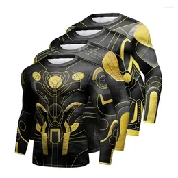 T-shirt da uomo Uomo Elasticità Manica lunga Compressione Stretta Quick Dry T-shirt Costume T-shirt Rash Guard maschile