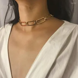 Choker puste kwadratowe metalowe naszyjniki dla kobiet proste eleganckie złoty naszyjnik biżuteria Kolye hurtowa