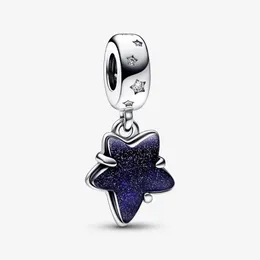 Himmlische Galaxie-Stern-Murano-Anhänger, passend für Original-europäische Charm-Armbänder, modische Damen-Halloween-Schmuckaccessoires aus 925er-Sterlingsilber