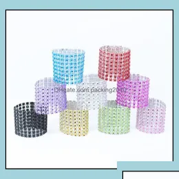 Napkin Rings Plastic El Wedding /Chair Sash Diamond Mesh Wrap For Party Decoration Gold/Sier Drop Delivery 2021 Table Ac Otxgf