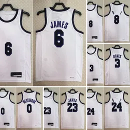 Wydrukowane koszulki do koszykówki 0 Westbrook 3 Anthony 6 James Davis #8 #24 #23 Jersey Color White