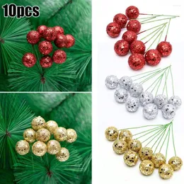 Party Decoration 10st/String Glitter Christmas Balls Baubles Xmas Tree Hanging Ornament Decor Navidad Decoraciones Para El