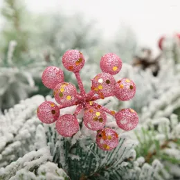 Decorazioni natalizie Mini frutta finta Bacche di perle Fiore artificiale Stame di ciliegio per confezione regalo fai da te Ghirlanda decorata per matrimoni