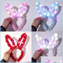 Hårband lysande plysch kanin öron led lätt pannband barns prestanda jul födelsedag cosplay party bunny hår accessorie dhh7k