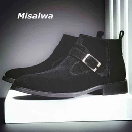 Dres sapato Misalwa Spring/Winter Suede Men Boot Elegant Chelsea Gentleman Office Sapato Brown Sand 220723
