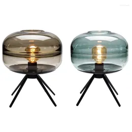 Lâmpadas de piso nórdico criativo de vidro criativo luminária de mesa de mesa de cama iluminação de decoração de cabeceira simples e macio e27