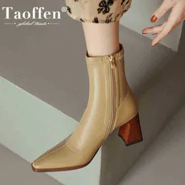 Boots Taoffen 2023 New Women Onkle High High High High Cheels Winter Female Shoes Be Tee Ladies Short Boot Size 34-39 220805