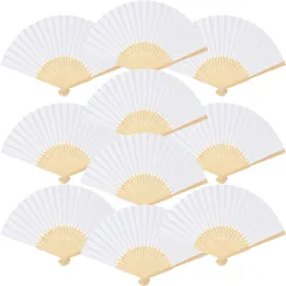 White Folding Fan Portable Chinese Bamboo Paper Fans Wedding Gift For Guest Birthday Party Decoration Kids DIY Painting