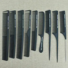 Escovas de cabelo 9 PCs Molho de salão preto Combes de carbono anti estático resistente ao calor Ferramentas de estilo de corte de corte de barbeiro 221028