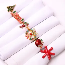 Napkin Rings Alloy Ring Christmas Buckle Sneeuwvlok Doek Decoratie Wedding Banquet EL Accessoires Drop Delivery 2022 SMTV9