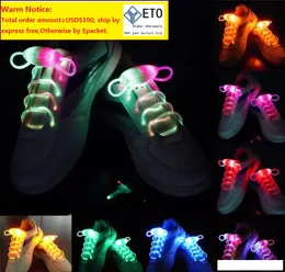 20pcs10 Pairswater geçirmez ışık LED Shoelaces Fashion Flash Disco Party Parlayan Gece Spor Ayakkabı Deleces Dizeleri Çok Madroe Leminous